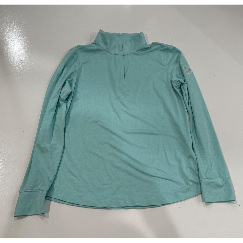 Under Armour Womens Quarter Zip Pullover Aqua Blue Long Sleeve Active Top Medium